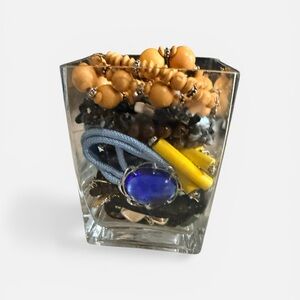 Jewelry jar full of excellent condition jewelry, all wearable. All necklaces